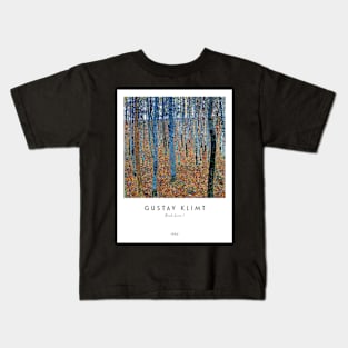 Beech Grove I by Klimt with text Kids T-Shirt